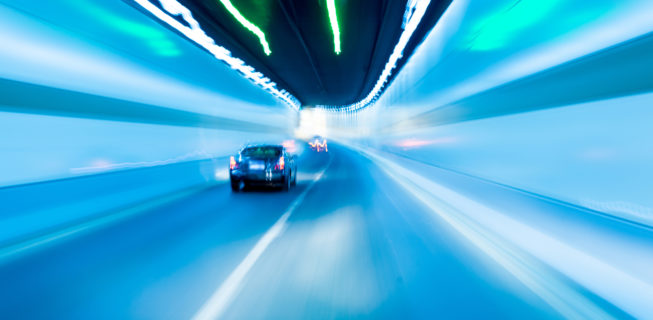 Car in tunnel blurred