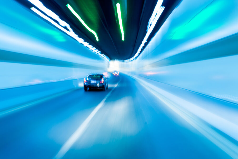 Car in tunnel blurred