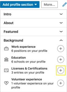 LinkedIn licenses & certifications